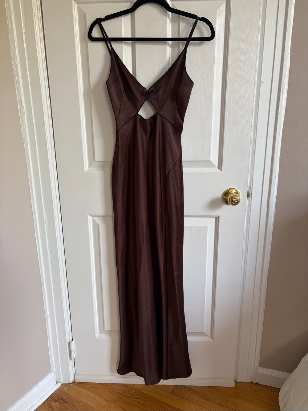 Bec & Bridge Brown Spaghetti-Strap Cutout Maxi Dress
